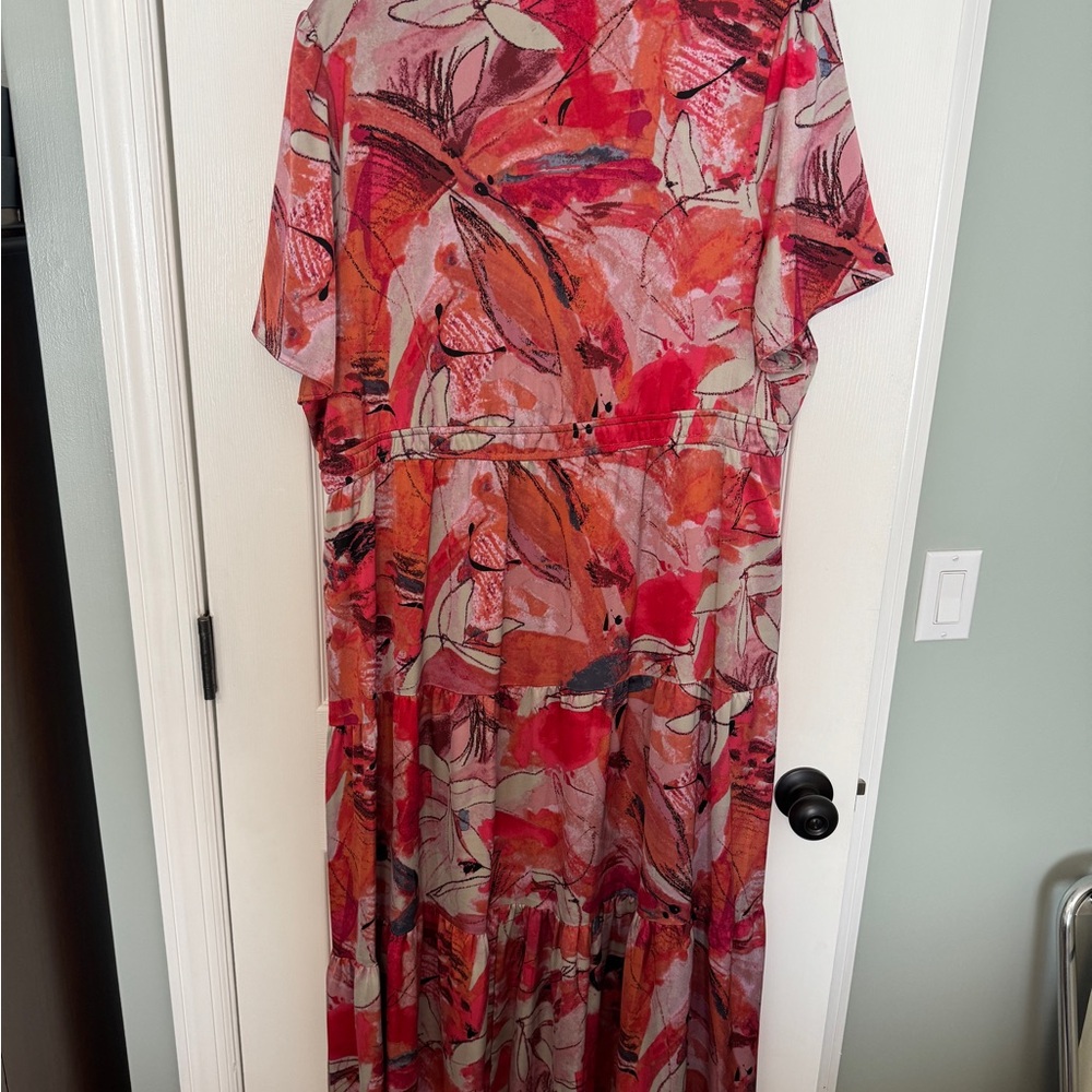 Floral Red and Pink Women's Dress - Picture 2 of 7